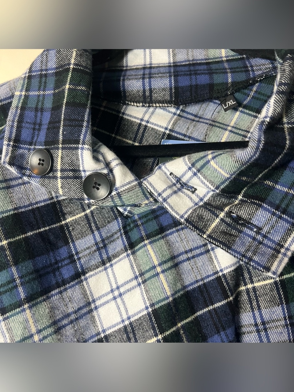 Vermont Flannel Co NWT Plaid Poncho Shawl Cape Blue Green Cabincore USA Sz L/XL - Picture 6 of 8
